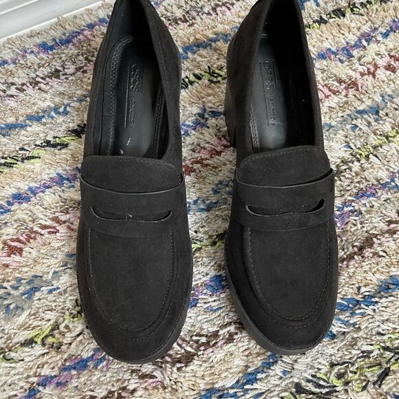 NWOT ASOS vegan suede chunky heel loafers - Picture 4 of 5